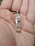 Quartz Crystal Pendant Necklace with Hematite and Rose Quartz in Sterling Silver and 14kt Yellow Gold Fill