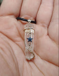 Quartz Crystal Pendant Necklace with Hematite and Rose Quartz in Sterling Silver and 14kt Yellow Gold Fill