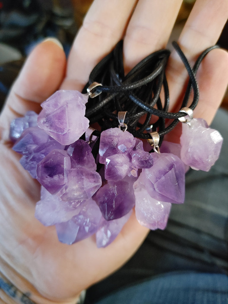 Natural Amethyst Crystal Necklace Adjustable Necklace - Temu