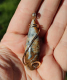 Widowmaker Plume Agate Pendant in 14kt Yellow Gold Fill