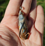 Widowmaker Plume Agate Pendant in 14kt Yellow Gold Fill