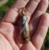 Widowmaker Plume Agate Pendant in 14kt Yellow Gold Fill