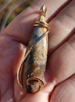 Widowmaker Plume Agate Pendant in 14kt Yellow Gold Fill
