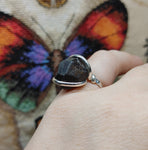 Large Garnet Crystal Ring in Sterling Silver Sz 7.25