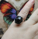 Large Garnet Crystal Ring in Sterling Silver Sz 7.25