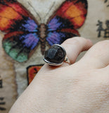 Large Garnet Crystal Ring in Sterling Silver Sz 7.25