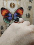 Large Garnet Crystal Ring in Sterling Silver Sz 7.25