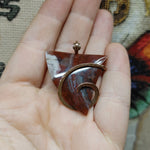 Petrified Wood Plume Agate Pendant in Hammered Copper