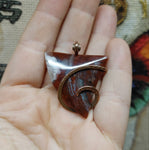 Petrified Wood Plume Agate Pendant in Hammered Copper