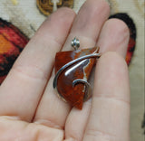 Red Moss Agate Pendant in Hammered Sterling Silver
