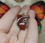 Red Moss Agate Pendant in Hammered Sterling Silver