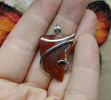 Red Moss Agate Pendant in Hammered Sterling Silver