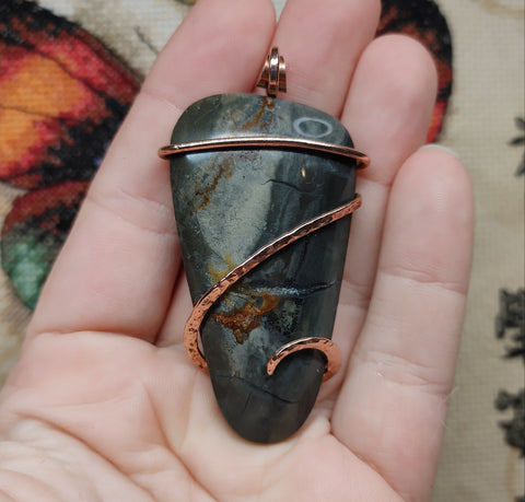 Oregon Brimstone Jasper Pendant in Copper