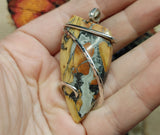 Maligano Picture Jasper Pendant Necklace in Hammered Sterling Silver
