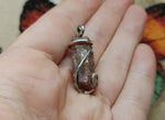 Rough Raw Pink Tourmaline Crystal Pendant in Sterling Silver