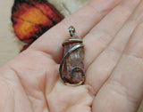Rough Raw Pink Tourmaline Crystal Pendant in Sterling Silver