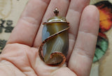 Carnelian Agate Stone Pendant in Copper