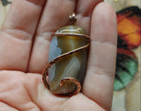 Carnelian Agate Stone Pendant in Copper