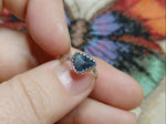 Raw Blue Sapphire Crystal Ring in Hammered Sterling Silver Sz 5.5