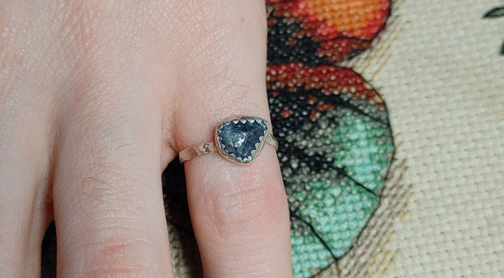 Handmade Sterling Silver Solitaire Ring – Hammer Finish – Choose Your Gem – UK Made