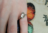 Raw Pink Oregon Sunstone Crystal Ring in Sterling Silver Sz 5 with Copper Schiller