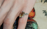 Raw Pink Oregon Sunstone Crystal Ring in Sterling Silver Sz 5 with Copper Schiller