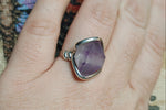 Double Terminated Hourglass Amethyst Crystal Ring in Sterling Silver Sz 8.5