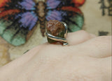 Etched Raw Watermelon Tourmaline Crystal Ring in Sterling Silver Ring Sz 7