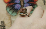 Etched Raw Watermelon Tourmaline Crystal Ring in Sterling Silver Ring Sz 7
