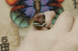 Etched Raw Watermelon Tourmaline Crystal Ring in Sterling Silver Ring Sz 7