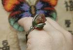 Etched Raw Watermelon Tourmaline Crystal Ring in Sterling Silver Ring Sz 7