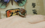 Etched Raw Watermelon Tourmaline Crystal Ring in Sterling Silver Ring Sz 7