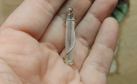 Aura Quartz Crystal Pendant in Sterling Silver