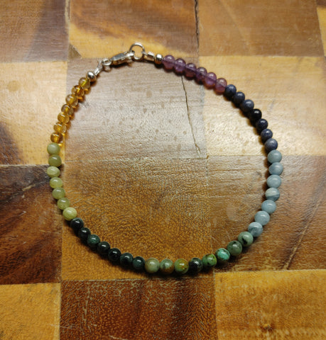 Gemstone Rainbow Bracelet with Sterling Silver Clasp