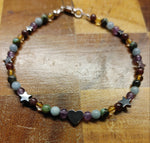 Gemstone Rainbow Heart Bracelet with Sterling Silver Clasp