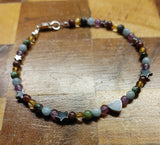 Gemstone Rainbow Heart Bracelet with Sterling Silver Clasp