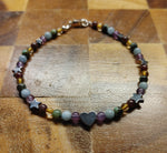 Gemstone Rainbow Heart Bracelet with Sterling Silver Clasp