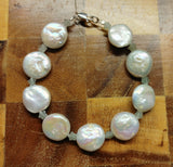 Coin Pearl and Chrysoprase Stars Bracelet with Sterling Silver Clasp