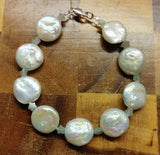 Coin Pearl and Chrysoprase Stars Bracelet with Sterling Silver Clasp