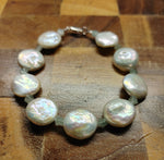 Coin Pearl and Chrysoprase Stars Bracelet with Sterling Silver Clasp