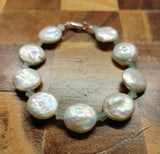 Coin Pearl and Chrysoprase Stars Bracelet with Sterling Silver Clasp