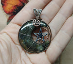 Marcasite Agate Crescent Moon Pendant