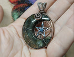 Marcasite Agate Crescent Moon Pendant