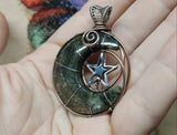 Marcasite Agate Crescent Moon Pendant