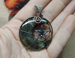 Marcasite Agate Crescent Moon Pendant