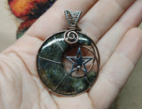 Marcasite Agate Crescent Moon Pendant