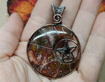 Colorful Jasper Crescent Moon Pendant