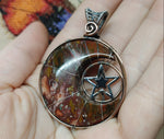 Colorful Jasper Crescent Moon Pendant