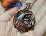 Colorful Jasper Crescent Moon Pendant