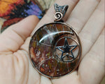 Colorful Jasper Crescent Moon Pendant
